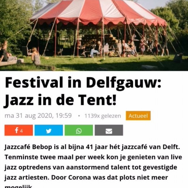 Er zijn alleen nog enkele kaarten voor de zondag, de állerlaatste dag van Stichting de tent én Jazz in de tent! Als dat geen feestje wordt... ?